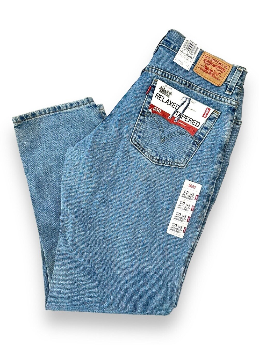Vintage Levi's 550 Jeans Women's 14 Relaxed Fit Tapered Leg Light Wash Denim Y2K